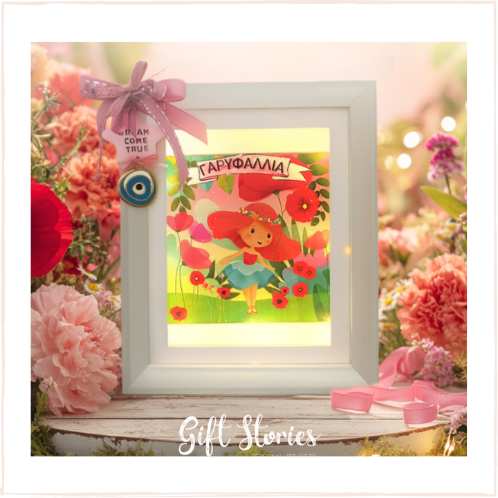 Παιδικό φωτιστικό με όνομα Κορίτσι και παπαρούνες